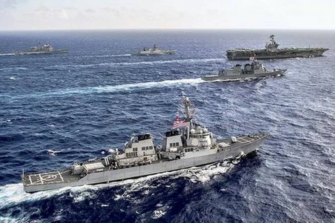 Các tàu chiến tham gia cuộc tập trận Malabar. (Nguồn: thehindu.com)