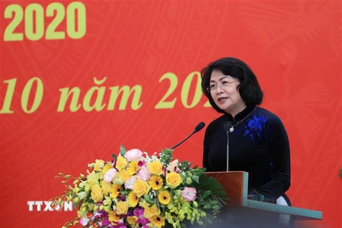 Phó Chủ tịch nước Đặng Thị Ngọc Thịnh phát biểu. (Ảnh: Lâm Khánh/TTXVN)