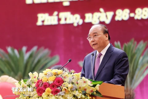 Thủ tướng Nguyễn Xuân Phúc phát biểu chỉ đạo Đại hội. (Ảnh: Dương Giang/TTXVN)