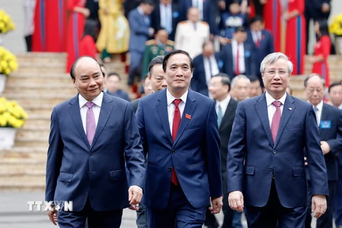 Thủ tướng Nguyễn Xuân Phúc đến dự Đại hội. (Ảnh: Dương Giang/TTXVN)