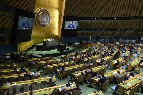 Toàn cảnh một phiên họp Đại hội đồng Liên hợp quốc ở New York, Mỹ. (Ảnh: AFP/TTXVN)