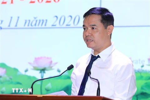 Ông Bùi Huy Thanh, Phó trưởng phòng tuyên truyền cổ động (Cục Văn hóa cơ sở, Bộ Văn hóa, Thể thao và Du lịch) phát biểu. (Ảnh: Thành Đạt/TTXVN)