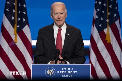 Ông Joe Biden phát biểu sau cuộc họp với các Thống đốc bang lưỡng đảng tại Wilmington, bang Delaware ngày 19/11/2020. (Ảnh: AFP/TTXVN)