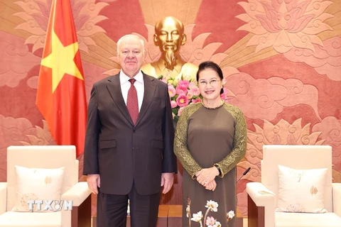 Chủ tịch Quốc hội Nguyễn Thị Kim Ngân với Đại sứ Liên bang Nga Konstantin Vnukov. (Ảnh: Trọng Đức/TTXVN)