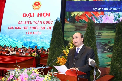 Thủ tướng Nguyễn Xuân Phúc phát biểu chỉ đạo Đại hội. (Ảnh: Dương Giang/TTXVN)