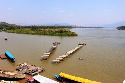 Sông Mekong tại khu vực Tam giác vàng Thái Lan, Lào, Myanmar. (Ảnh: Vietnam+)