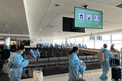 Công dân Việt Nam xếp hàng ở sân bay, chuẩn bị về nước. (Ảnh minh họa. Nguồn: TTXVN)