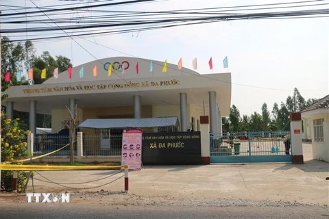 Khu cách ly tập trung tại huyện An Phú, tỉnh An Giang - nơi đang thực hiện cách ly 15 trường hợp là F2 của tài xế M.T.T.(Ảnh: Công Mạo/ TTXVN)