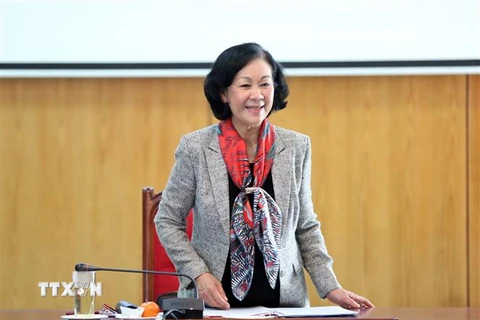 Trưởng ban Dân vận Trung ương, Chủ tịch Hội Hữu nghị Việt Nam-Cuba Trương Thị Mai phát biểu. (Ảnh: TTXVN)
