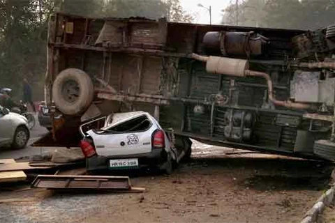 Hiện trường một vụ tai nạn giao thông ở Ấn Độ. (Nguồn: Hindustantimes.com)