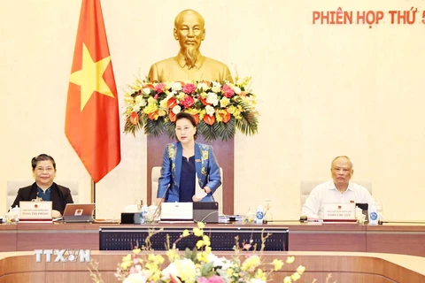 Chủ tịch Quốc hội Nguyễn Thị Kim Ngân phát biểu khai mạc. (Ảnh: Trọng Đức/TTXVN)