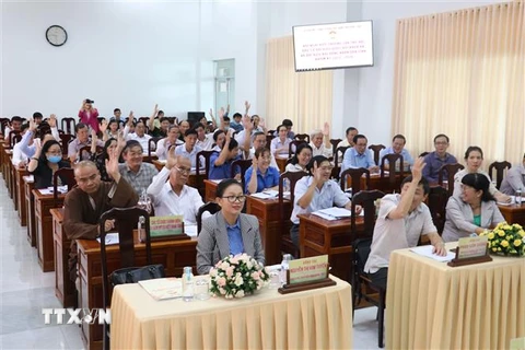 Ủy ban Mặt trận Tổ quốc Việt Nam tỉnh Đồng Tháp tổ chức Hội nghị hiệp thương lần thứ hai. (Ảnh: Nguyễn Văn Trí/TTXVN)