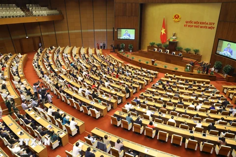 Quốc hội nghe Thủ tướng Chính phủ Phạm Minh Chính phát biểu nhậm chức. (Ảnh: Văn Điệp/TTXVN)