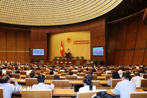 Quốc hội thông qua Nghị quyết về việc miễn nhiệm Tổng Kiểm toán Nhà nước. (Ảnh: Phương Hoa/TTXVN)