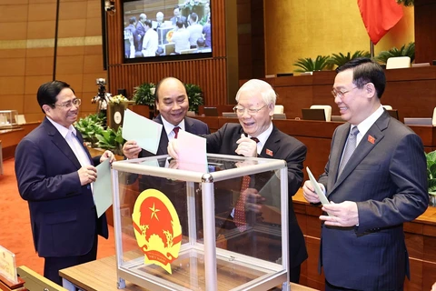 Các lãnh đạo Đảng, Nhà nước, Chính phủ, Quốc hội Việt Nam. (Ảnh: TTXVN)