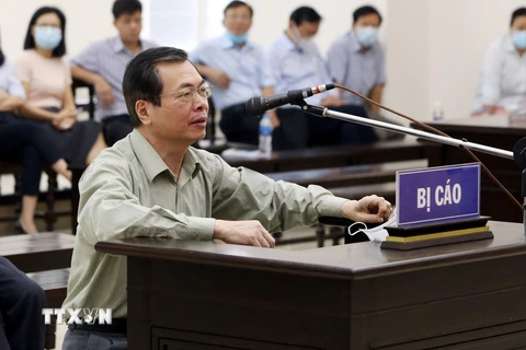Bị cáo Vũ Huy Hoàng (cựu Bộ trưởng Bộ Công Thương) bị Viện Kiểm sát đề nghị mức án 10-11 năm tù. (Ảnh: Phạm Kiên/TTXVN)