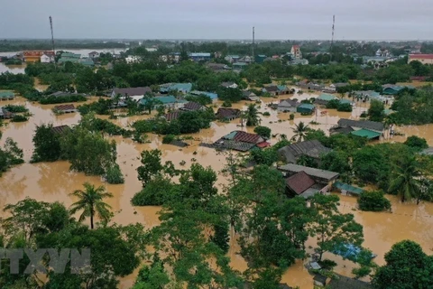 Lũ lớn trên sông Hiếu gây ngập diện rộng tại khu vực xã Thanh An, huyện Cam Lộ, tỉnh Quảng Trị năm 2020. (Ảnh: Hồ Cầu/TTXVN)