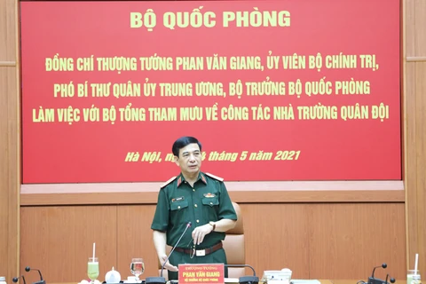 Thượng tướng Phan Văn Giang phát biểu tại buổi làm việc. (Nguồn: Bộ Quốc phòng)