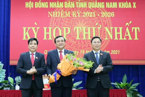 Ông Phan Việt Cường tái đắc cử chức danh Chủ tịch Hội đồng nhân dân tỉnh Quảng Nam khóa X. (Ảnh: Trần Tĩnh/TTXVN)