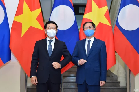 Bộ trưởng Ngoại giao Bùi Thanh Sơn (phải) và Bộ trưởng Ngoại giao Lào Saleumxay Kommasith. (Nguồn: Baoquocte.vn)