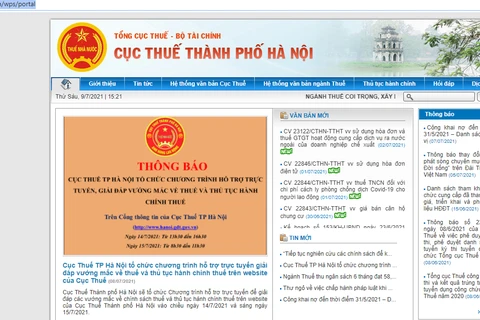 Website của Cục Thuế thành phố Hà Nội. 