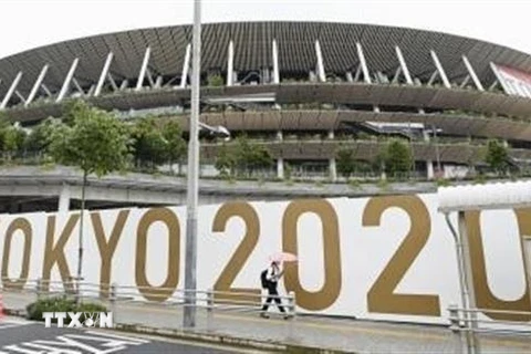 Sân vận động quốc gia ở Tokyo, Nhật Bản, ngày 8/7/2021. (Ảnh: Kyodo/TTXVN)