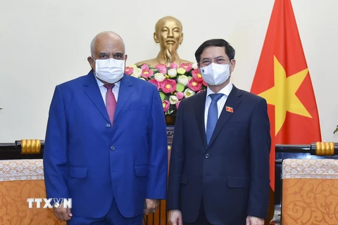 Bộ trưởng Bộ Ngoại giao Bùi Thanh Sơn và Đại sứ Cuba tại Việt Nam Orlando Nicolas Hermandez Guillen. (Ảnh: TTXVN)