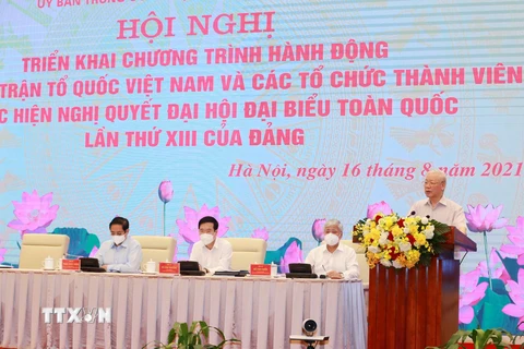 Tổng Bí thư Nguyễn Phú Trọng phát biểu chỉ đạo hội nghị. (Ảnh: Phương Hoa/TTXVN)