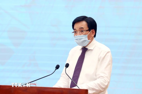 Bộ trưởng, Chủ nhiệm Văn phòng Chính phủ Trần Văn Sơn phát biểu. (Ảnh: Phạm Kiên/TTXVN)