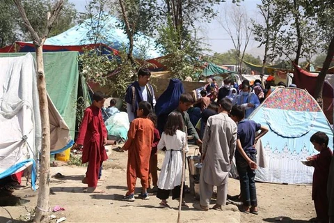Người dân dựng lều tạm tại một công viên ở thủ đô Kabul. (Ảnh: AFP/TTXVN)