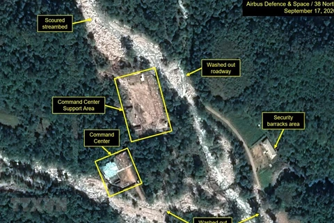 Phía Bắc và Tây của cơ sở hạt nhân Punggye-ri ở tỉnh Bắc Hamkyong, Triều Tiên ngày 25/9/2020. Ảnh do kênh vệ tinh 38 độ Bắc cung cấp. (Nguồn: Yonhap/TTXVN)