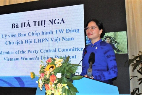 Ủy viên Trung ương Đảng, Chủ tịch Hội Liên hiệp Phụ nữ Việt Nam Hà Thị Nga phát biểu. (Nguồn: Hội Liên hiệp Phụ nữ Việt Nam)