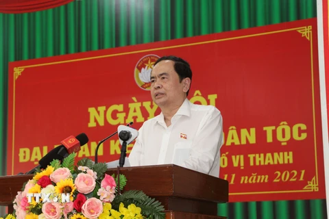 Phó Chủ tịch Thường trực Quốc hội Trần Thanh Mẫn phát biểu tại Ngày hội. (Ảnh: Hồng Thái/TTXVN)