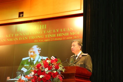 Bộ trưởng Tô Lâm phát biểu tại hội nghị. (Nguồn: Bộ Công an)