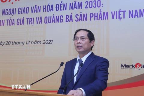 Bộ trưởng Ngoại giao Bùi Thanh Sơn phát biểu chỉ đạo. (Ảnh: Lâm Khánh/TTXVN)