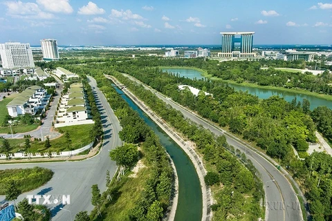 Trung tâm hành chính tỉnh Bình Dương nằm trong khu vực Thành phố mới, phường Hòa Phú, thành phố Thủ Dầu Một. (Ảnh: Nguyễn Văn Việt/TTXVN)