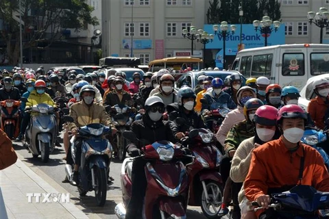 Thành phố Đà Lạt luôn trong tình trạng kẹt xe trong những ngày Tết. (Ảnh minh họa: Chu Quốc Hùng/TTXVN)