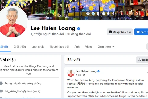 Trang Facebook của Thủ tướng Singapore Lý Hiển Long.