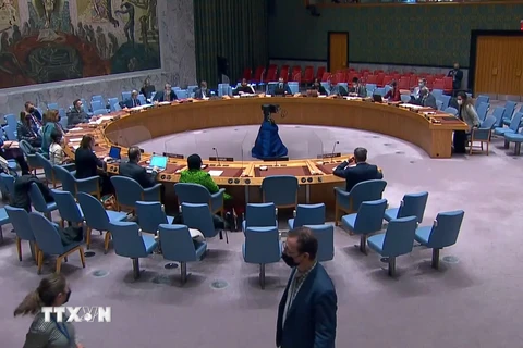 Toàn cảnh phiên họp Hội đồng Bảo an Liên hợp quốc về chủ đề vai trò của phụ nữ trong thúc đẩy hòa bình, tái thiết và phát triển. (Ảnh: TTXVN) 