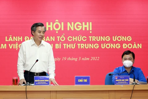 Đại diện lãnh đạo Ban Tổ chức Trung ương làm việc với Ban Bí thư Trung ương Đoàn Thanh niên Cộng sản Hồ Chí Minh. (Nguồn: Doanthanhnien.vn)