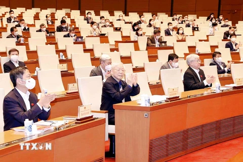 Tổng Bí thư Nguyễn Phú Trọng và đại biểu dự Hội nghị. (Ảnh: Doãn Tấn/TTXVN)
