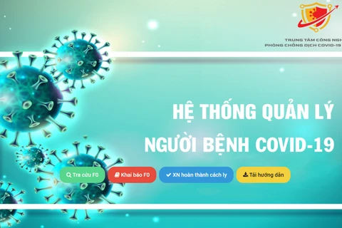 Giao diện hệ thống quản lý người bệnh COVID-19 tại Thành phố Hồ Chí Minh.