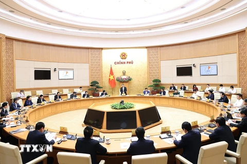 Thủ tướng Phạm Minh Chính chủ trì cuộc họp với các bộ, ngành về công tác quy hoạch. (Ảnh: Dương Giang/TTXVN)