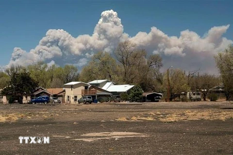 Khói bốc lên từ đám cháy rừng ở bang New Mexico, Mỹ ngày 22/4. (Ảnh: AP/TTXVN)