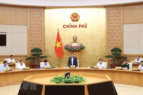 Thủ tướng Phạm Minh Chính trì Phiên họp Chính phủ thường kỳ tháng Tư. (Ảnh: Dương Giang/TTXVN)