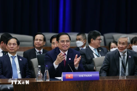 Thủ tướng Chính phủ Phạm Minh Chính dự Hội nghị cấp cao đặc biệt ASEAN-Hoa Kỳ. (Ảnh: Dương Giang/TTXVN)