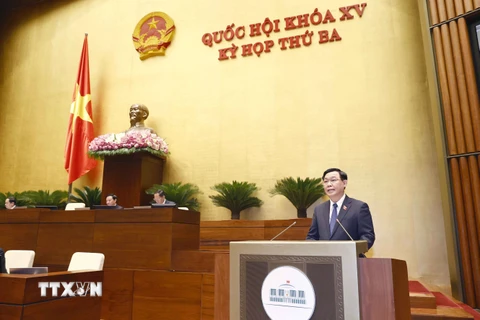 Chủ tịch Quốc hội Vương Đình Huệ phát biểu khai mạc. (Ảnh: Doãn Tấn/TTXVN)