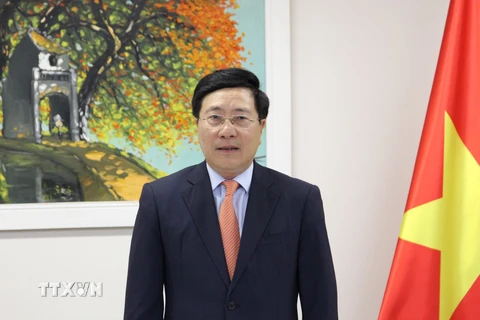 Ủy viên Bộ Chính trị, Phó Thủ tướng Phạm Bình Minh có bài phát biểu quan trọng tại Hội nghị quốc tế lần thứ 27 về Tương lai châu Á. (Nguồn: TTXVN)