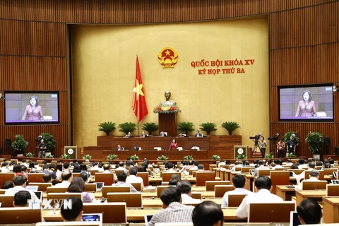 Thống đốc Ngân hàng Nhà nước Việt Nam Nguyễn Thị Hồng trả lời chất vấn về lĩnh vực ngân hàng, tiền tệ. (Ảnh: TTXVN)