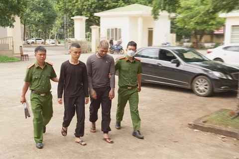 Trần Nam Giang và Trần Văn Hiệp bị lực lượng chức năng bắt giữ. (Nguồn: Lao Động)